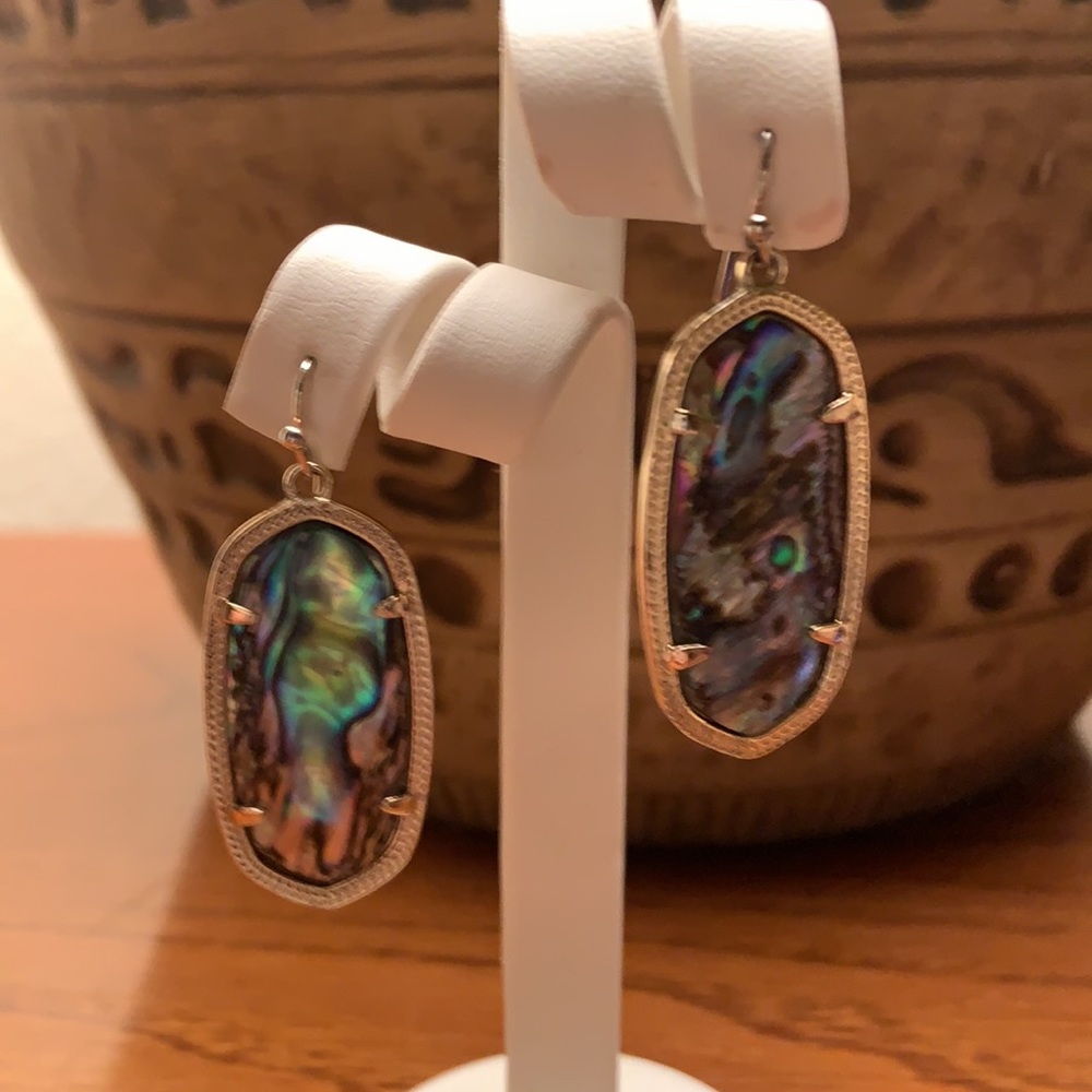 EUC Kendra Scott Abalone Earrings Gold Tone